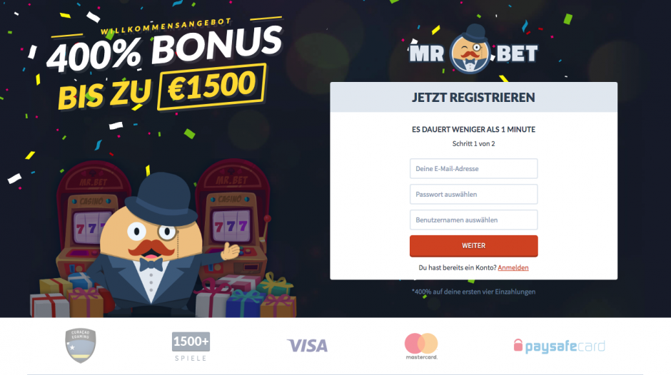 MR BET CASINO - 400% CASINO BONUS BIS 1500 EURO