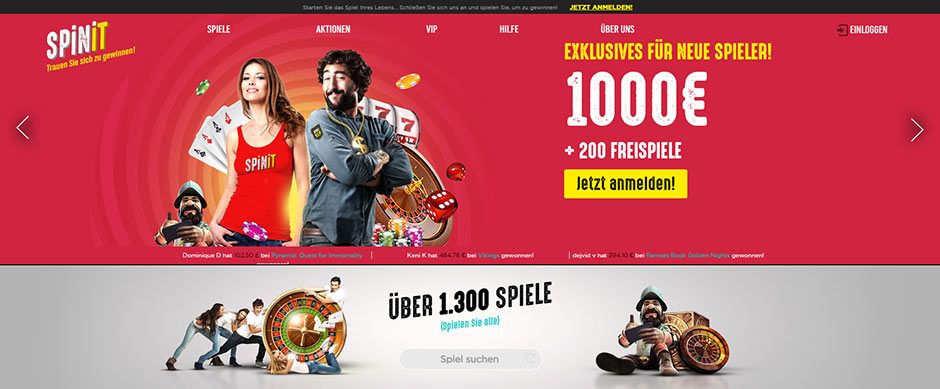 SpinIt - ONLINE CASINO BONUS MIT EINZAHLUNG